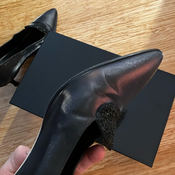 Formal black fabric Silvia Florentina beaded ornament pumps - Picture 11 of 13